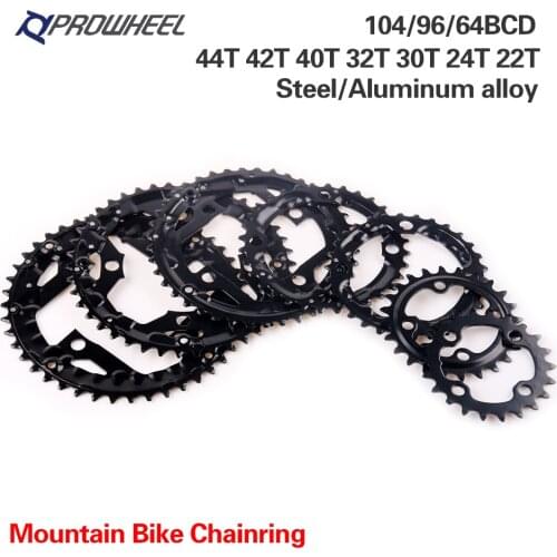 PROWHEEL Round Chainring 64/96/104BCD Mountain Bike Chainwheel 22/24/30/32/40/42/44T Crankset steel al Alloy Tooth plate Parts