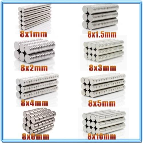 20~500Pcs N35 Round Magnet 8x1 8x1.5 8x2 8x3 8x4 8x5 8x6 8x10 Neodymium Magnet Permanent NdFeB Super Strong Powerful Magnets