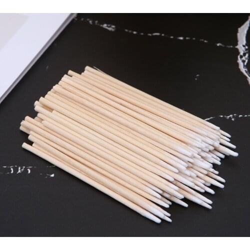 100pcs Short Mini Cotton Swabs Swab Applicator Q-tip Wood Handle Sturdy New