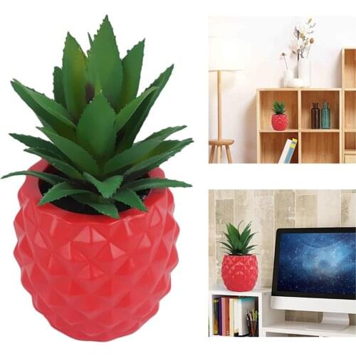 Miniature Artificial Pineapple Plant, Fake Succulent Houseplant in Pineapple