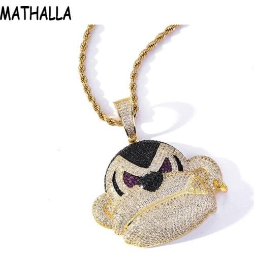MATHALLA Fashion Gorilla Monkey Pendant Ice Crystal Micro Zircon Gold Silver Necklace Fashion Hip Hop Pendant for Men and Women