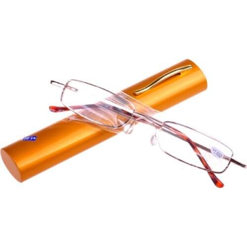 Fashion Pen Box Reading Glasses Magnifier for Women Men Metal Presbyopic Eyeglasses Small Frame Spectacles With Random Color Box