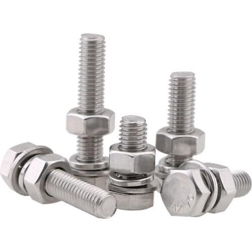 304 stainless steel hexagon bolt, screw and nut set large full extension screw m3m4m5 50PCS