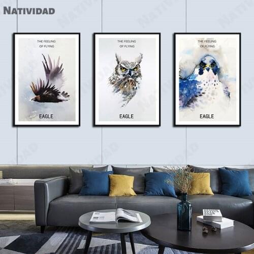 Nordic Home Decoration Waterproof Ink Canvas Spray Poster Wall Picture for Living Room Abstract Animal Eagle Posters for Paints