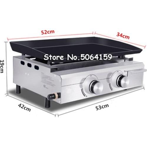 New Arrival Gas BBQ Grill 2 Burners Gas Griddle Plancha Stainless Steel Iron Body LPG Grill Outdoor Camping Courtyard Tools