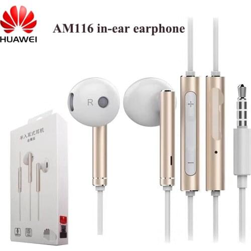 Original AM116 Huawei Honor 3.5MM Earphone Metal With Mic Volume Control For HUAWEI P7 P8 P9 Lite P10 Plus Honor 5X 6X Mate 7 8