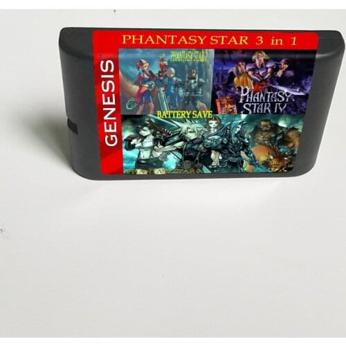 Phantasy Star 3 in 1(Battery Save) - 16 Bit MD Game Card for Sega Megadrive Genesis Video Game Console Cartridge