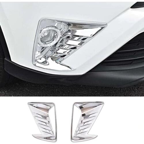 Fit For Toyota RAV4 2016 2017 2018 Car Front Fog Light Lamp Cover Stickers Molding Bezel Styling Chrome ABS Accessories 2pcs/set