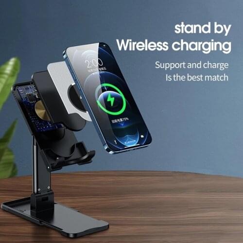 15W Fast Wireless Charger Stand For Magsafe Iphone 8 XS 11 12 Pro MAX Samsung Xiaomi Foldable Desk Stand Charging Station
