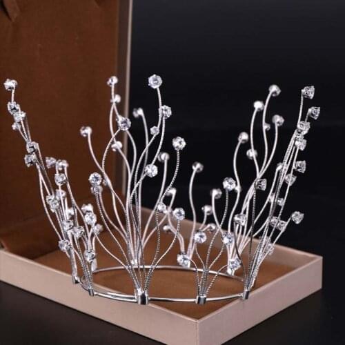 Simple Full Circle Round Rhinestones Princess Queen Pageant Crown Bridal Bride Wedding Party Tiara Hair Jewelry