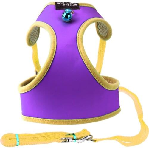 Imitated Leather Cat Leads Adjustable for Kitten Puppy Small Medium Dog with Bell Walking Leash Pet Cat Harness Vest