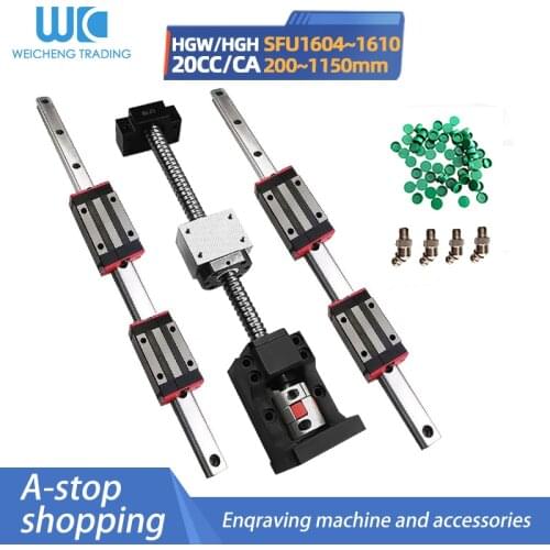 BallScrew SFU1604/1605/RM1610 Ball screw HGR20 Linear rail HR20+BF12 HM12-57 or Nema 23 Motor Seat+Coupler DSG16H for Cnc Parts