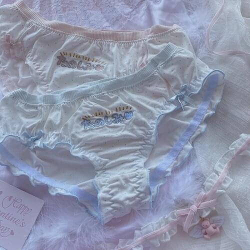 Kawaii Womans Panties Sexy Lingerie Women Girls Pink Blue Cute Cartoon Cotton Thong Panties Briefs Womens Underwear Low-waist