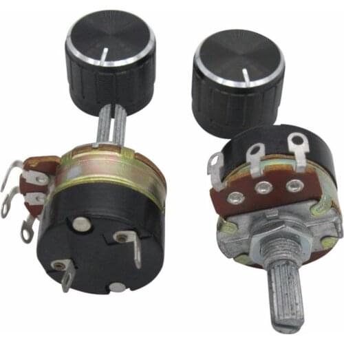 TWTADE/2Pcs 250K Ohm Single Linear Taper Potentiometers with on/off Switch + 2pcs black Aluminum alloy knob