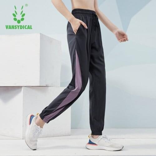 VANSYDICAL Jogging Pant Women Color Patchwork Yoga Sport Gym Breathable Female Running Training Fitness Workout Trousers Casual