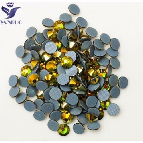 YANRUO 2058HF Olivine AB Adhesive Iron On Crystals Hotfix Rhinestones Shiny Stones Glass Heat Transfer Stones For Dresses