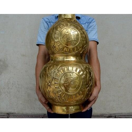 Office home protective-large 0.75 M efficacious Talisman House Protection Money Drawing FENG SHUI cucurbit bronze statue