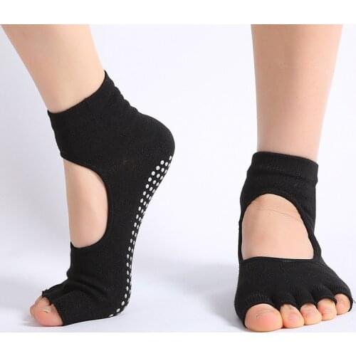 Toeless Non Skid Sticky Grip Yoga Socks for Women Anti Slip Lady Gym Fitness Sports Pilates Professional Dance Socks