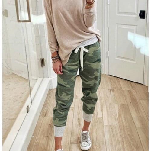 Women Drawstring Jogging Sport Pants 2021 Plus Size Sweatpants Pantalones Camouflage Print Casual Loose Female Run Streetwear