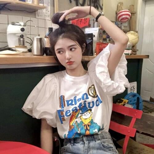 Women Tops Fluffy Sleeve Shirt Female Design Sense Niche Shirt Summer New All-match Chic Top