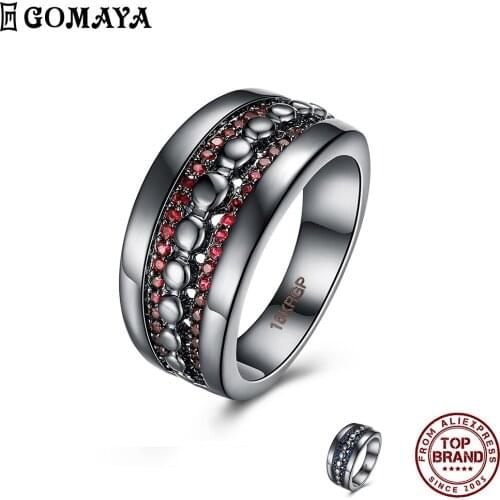 GOMAYA Stripe Pave Cubic Zirconia Rings Classic Vintage Round Circle Ring For Women Party Birthday Gift Hot Sale Fashion Jewelry