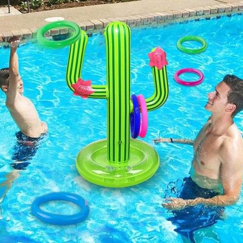 1 Set Inflatable Pool Ring Toss Floating Pool Game Supplies for Kids