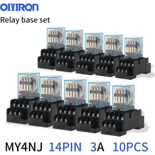 Coil Power Relay MY4NJ DPDT 14Pin Miniature Relay DC12V DC24V AC110V AC220V HH54P JQX-13F Series MY4N-J HH54P-L