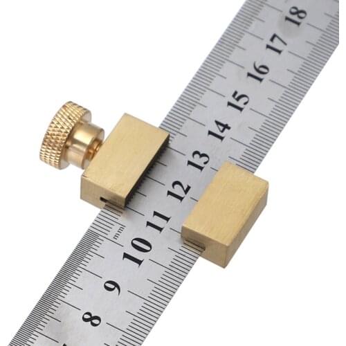100% Brand New And High Quality Ruler Limit Adjuster Woodworking Line Locator Positioner Steel + Brass