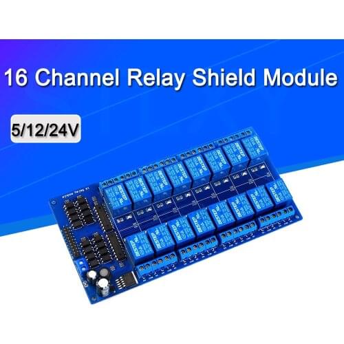 16 Channel Relay Shield Module DC 5V 12V 24V with Optocoupler LM2576 Microcontrollers Interface Power Relay For Arduino DIY Kit