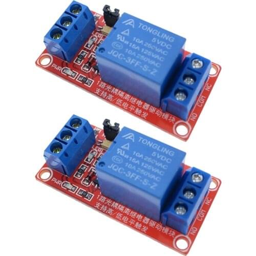 2Pcs One 1 Channel 5V Relay Module Board Shield for Arduino with Optocoupler Support High and Low Level Trigger