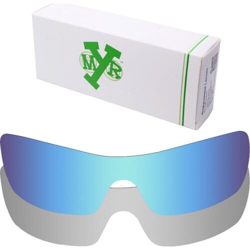 2 Pieces Mryok Anti-Scratch POLARIZED Replacement Lenses for-Oakley Batwolf Sunglasses Lens Ice Blue & Silver Titanium
