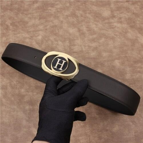 2021 New Ceinture pour Hommes Letter H Business Belt leisure stainless steel Buckle Fashion Luxury cowhide leather Belt for men