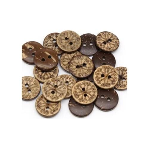 30pcs/lot Size:20mm Round Natural Coconut 2 holes Buttons Unique Design Wooden Button Accssories sewing button (ss-905)