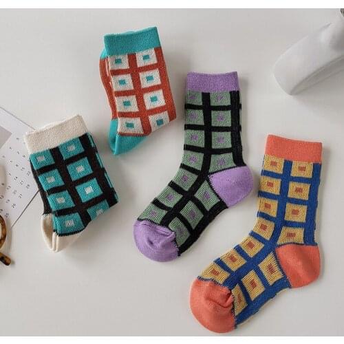 4/8 Pairs/lot Korean Baby Socks 2021 Autumn Winter Cotton Kids Socks Cute Girls Plaid Boys Infant Socks Baby Clothes Accessories
