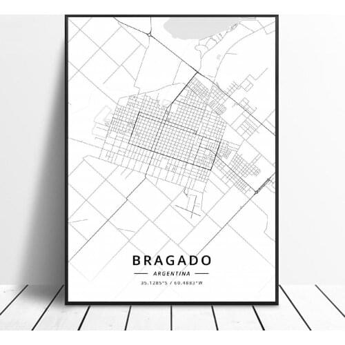Bragado Moreno Rosario Mendoza Buenos Alres Argentina Canvas Art Map Poster