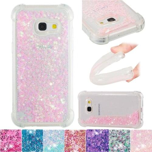 Bling Glitter Case for Samsung Galaxy A3 2017 Cute Dynamic Liquid Soft Silicone Full Cover SM-A320F/DS SM-A320FL Bumper Cases