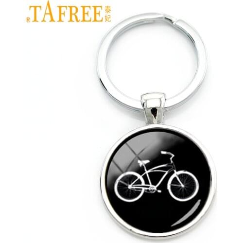 TAFREE Retro black white bike key chain men accessories 2016 minimalist style sports bicycle keychain jewelry KC640