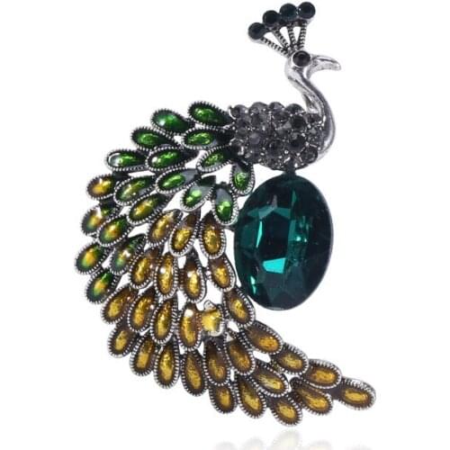 Of the new sales of high-grade peacock brooch alloy drops of oil and gas mass fashion accessories exposed brooch