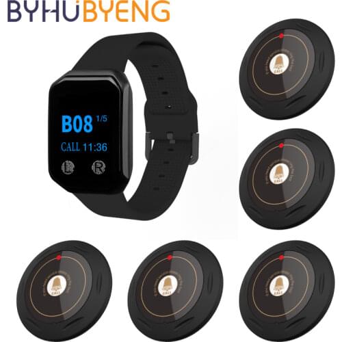 BYHUBYENG Calls Clock Call Emergency Watch Waiter Wireless Alarm System Restaurant Equipments Pager Bell Button