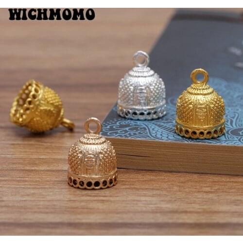Fashion 8pcs/bag 19*14mm Zinc Alloy Bell Shape clocks Round Beads Tassels End Cap Charms Pendants for DIY Jewelry Accessories