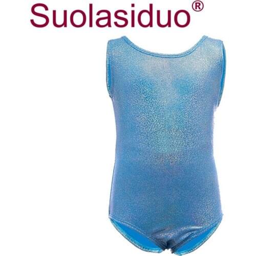 Kids Blue Leotard Lycra Spandex Sleeveless Girls Gymnastics Dancewear Toddler Baby Dance Leotards Costumes