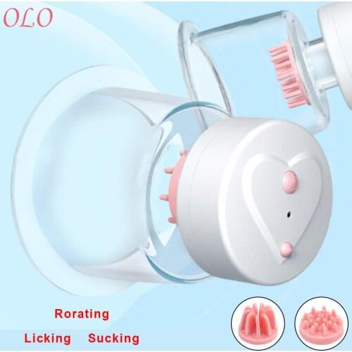 Sex Shop Licking Nipple Sucker Bra Massager Sex Toys For Women Rotate Stimulation Breast Pump Breast Enlargement Vibrator