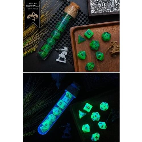 Fantasy Potion Bottle Dice Luminous DND Dice COC Running Group Plastic Resin Dice Horoscope Dice-Avadasos Mantra