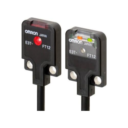 E3T-FT12 2M E3T 1008C Photoelectric sensor, through-beam, 500mm, DC, 3-wire, NPN, dark-on, flat, 2m cable