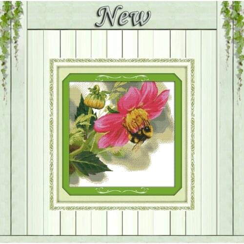 Hard-working bee flowers diy Painting Counted Print on canvas DMC 14CT 11CT chinese Cross Stitch Needlework Kits Embroidery Sets