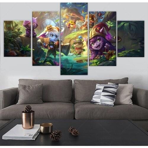 Yordles Canvas Painting for Living Room Decor LOL Kennen Tristana Teemo Corki Lulu Wall Picture League of Legends Game Poster