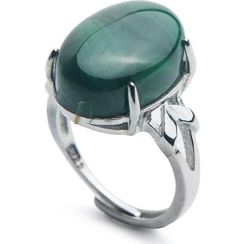 Genuine Natural Malachite Chrysocolla Gems Natural Stone Rings Women Men Adjustable Size Design Fashion Party Ring