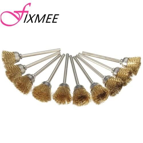 Fixmee 50pcs 15mm Brass Wire Wheel Brushes For Grinder Rotary Tool Dremel Accessories