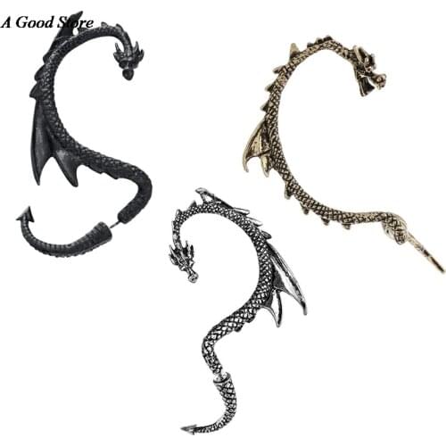 Fashion Punk Flying Dragon Earrings Exaggeration Retro Simplicity Dragon Shape Girl Women Ear-Hook