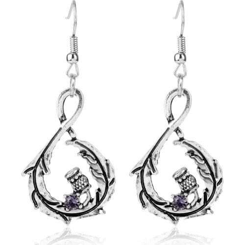 MQCHUN Scottish Thistle Flower Antique Drop Dangle Earrings Outlander Sassenach Celtic Jewelry